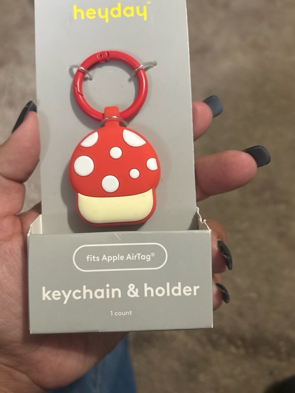 heyday Red and White Mushroom AirTag Keychain